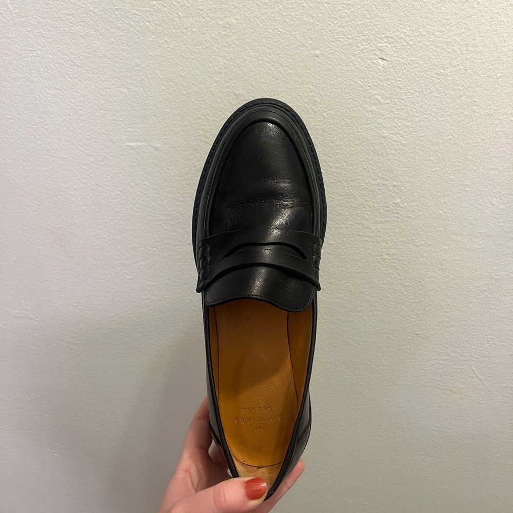 Sezane Smooth Black Albane Leather Loafers Size 38 - Picture 5 of 6